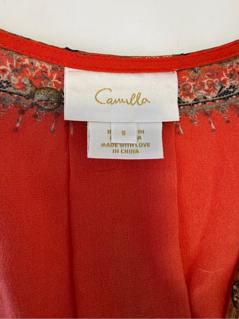 Camilla Orange Red Silk Floral Deep-V Maxi Dress - Picture 7 of 10